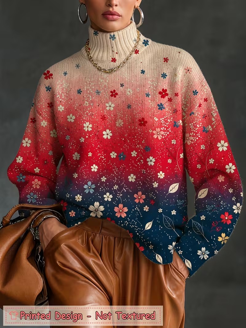 Wallpaper - Camiseta de cuello alto para mujer,