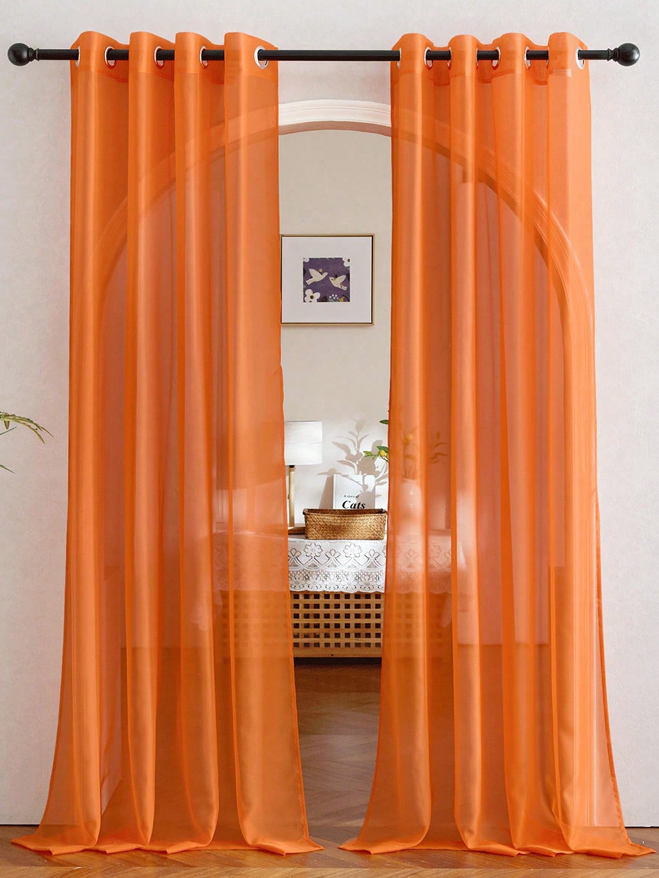 Curtain Rods - 1 cortina elegante de organza transparente